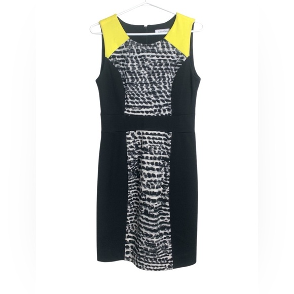 Calvin Klein office dress with stretch, back zipper, pop of colour - Picture 1 of 9